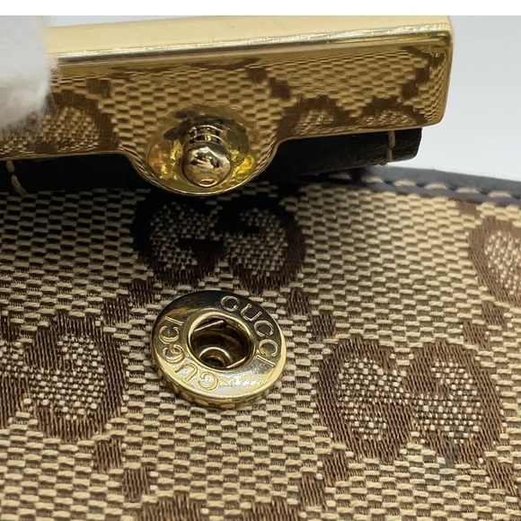 Authentic Gucci GG Canvas Double Hook Beige Long Wallet W/Box - Picture 12 of 16